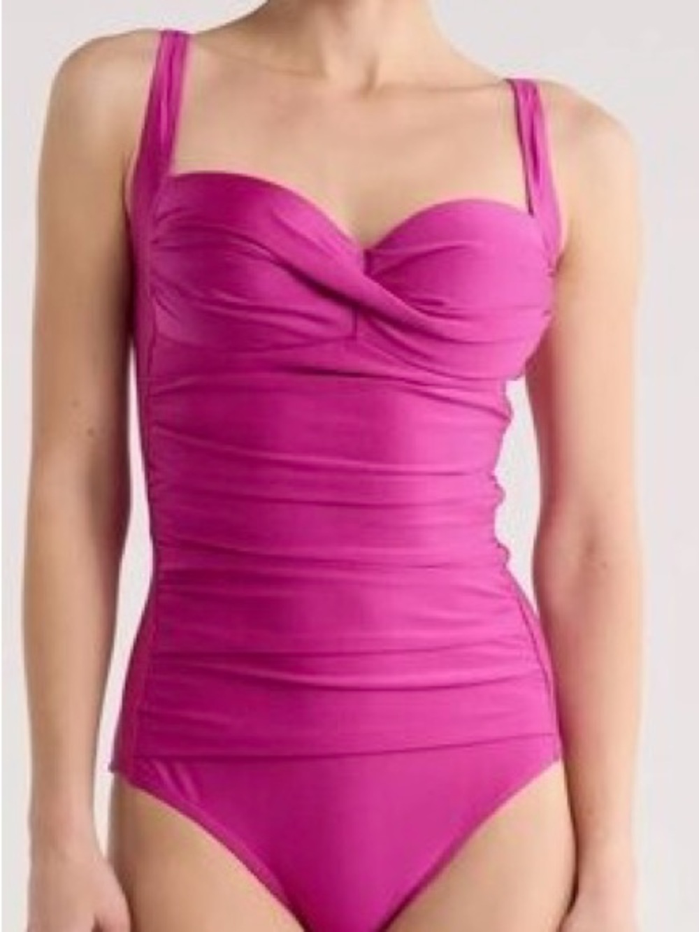 Betsey Johnson Women’s Fuchsia Bandeau One-Piece Swimsuit, Sz XL. NWT